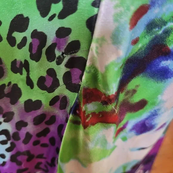 Xscape Y2K Slip Prom Gown Purple 10 Beaded Leopard Print Train Formal Open Back - Picture 15 of 17